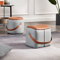 芝華仕(CHEERS)芝华仕简约真皮小凳子板凳客厅软座圆凳坐墩家用矮凳脚凳网红创意XJ008