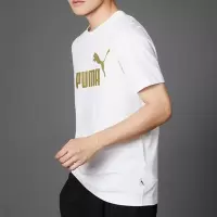 puma彪马男装 新款ESS+ Logo跑步适金标休领短袖T恤