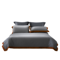 水星(MERCURY) 长绒棉四件套S04(灰+焦糖)DH离岸220*240cm