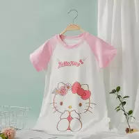 hellokitty儿童睡裙女童短袖夏季睡衣纯棉薄款小女孩卡通睡裙
