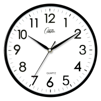 康巴丝(Compas)简约钟表客厅/卧室挂式石英钟表 黑色 26cm
