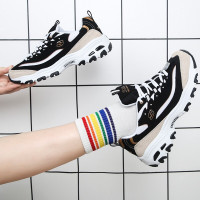 Skechers斯凯奇女鞋新款运动鞋复古耐磨舒适熊猫鞋厚底增高轻便透气跑步休闲鞋 66666228-BKGD