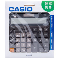 卡西欧(CASIO)DH-12-BK 中型12位双电源 超宽计算器 黑色 2个装