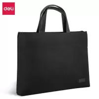 得力(deli)63752公文包文件袋 黑色 办公事务包手提资料袋电脑包拉链袋 帆布资料文件袋商务包