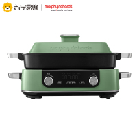 摩飞多功能锅二代分体电火锅家用烤肉涮煎蒸煮电热锅大容量升级触屏预约调时网红料理锅MR9099 清新绿(标配)SQ