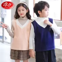 浪莎儿童马甲春秋背心秋冬女童男童坎肩学院大童保暖外穿加绒加厚