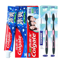 高露洁(Colgate) 冰爽三重薄荷牙膏 120g+140g+2支牙刷(随机)