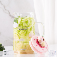 sohome泰迪珍藏耐热玻璃凉水壶透明水瓶防爆家用小清新个人壶 渐变粉900ml