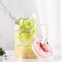 sohome泰迪珍藏耐热玻璃凉水壶透明水瓶防爆家用小清新个人壶 渐变粉900ml
