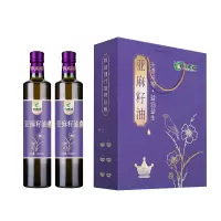 优素福冷榨亚麻籽油一级初榨食用植物油500MLx2双支礼盒装 浅蓝色