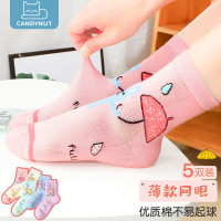 英国candynut儿童袜子女童男童薄款棉质春夏网眼袜男孩女孩宝宝短袜中筒袜 FB0012 脚长20-22cm 适合31