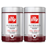 illy意利进口意式拼配深度烘焙黑咖啡粉250g*2罐适用摩卡壶