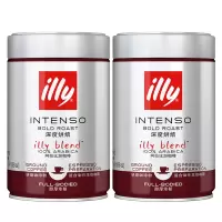 illy意利进口意式拼配深度烘焙黑咖啡粉250g*2罐适用摩卡壶