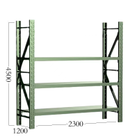 TRW 实邦 货架仓储仓库货物架重型货架 主架 军绿色 4500*1200*2300/3层主架 单层承重1.23吨