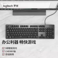 罗技 K845 机械键盘 有线键盘 办公键盘 104键 全尺寸 单光 黑色 樱桃红轴