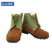 苏识 冬季羊毛防寒户外工作冷库棉鞋 防滑劳保鞋军绿老式大头鞋 3110043