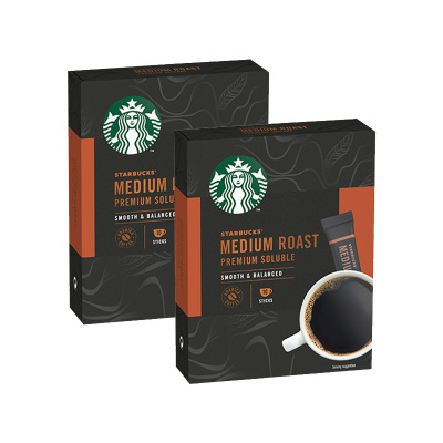 2盒进口星巴克即溶咖啡粉中度烘焙美式黑咖啡精品咖啡2.3g*10袋