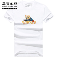 马克华菲短袖T恤男2022夏季新款潮牌潮流趣味印花白色纯棉半袖衫