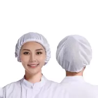 苏识 ST042 食品网帽棉发网透气帽子网兜帽食堂白色包头帽子 车间防尘 均码 白色