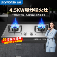 创维(Skyworth)燃气灶双灶 液化气灶双灶具4.5KW家用猛火灶台 不锈钢面板台嵌两用点火即燃 Z39