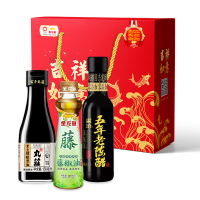 金龙鱼 丸庄黑豆酱油150ML+金龙鱼藤椒油100ml+梁汾老陈醋6度 列盒装