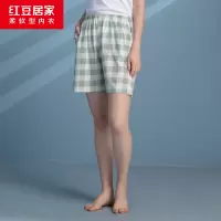 红豆居家 女士纯棉简约格纹可外穿休闲短裤居家睡裤 JAJ816