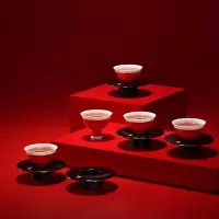 万仟堂(EDENUS) 牛气冲天·盖碗成套 功夫茶具套装 1盖碗/1承/1海/5杯/5碟 红宝石