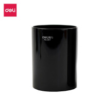 得力(deli)笔筒 简约商务桌面收纳笔筒 黑色 货号:907 1只