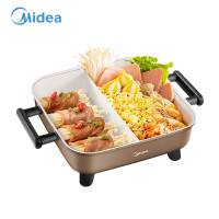 美的(Midea)鸳鸯锅电火锅多功能电热锅一体式不粘家用火锅智能涮烤锅煎烤鸳鸯锅插电DY3030Easy102