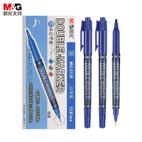 晨光双头记号笔MG2130蓝色细杆勾线笔 12支/盒 蓝色