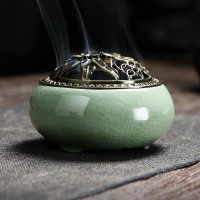 开米香炉熏香檀香炉梅子青香炉小号/个(BY)