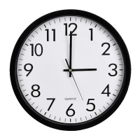 得力(deli)圆形挂钟钟表 办公室挂式钟表 黑色挂表 10英寸 1个