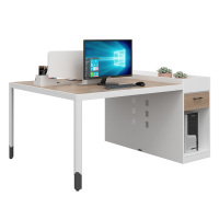 西泰现代简约办公桌电脑桌 1.6米双人位职员桌XT1060 墨尔多橡木+阳光白