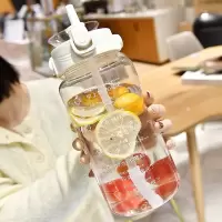 水杯双饮大容量夏季运动刻度塑料杯子耐高温水瓶男女大水壶