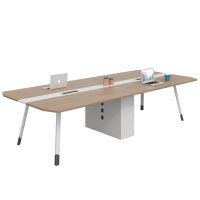 西泰会议桌现代简约板式会议桌3.2米钢架会议桌XT1145 墨尔多橡木+阳光白