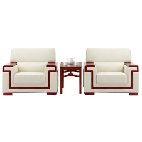 西泰办公沙发洽谈接待商务沙发组合 简约现代白色西皮XT1151 1+1+茶几