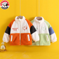 SNOOPY史努比童装儿童颗粒绒拼接开衫外套中小童冬款洋气韩版拉链加棉上衣SNPJWT