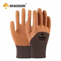 新越昌晖乳胶发泡手套 劳保手套 浸胶防滑耐磨透气皱纹涂胶手套 工地工作防护维修手套XY-S2216 均码36副