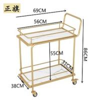 正旗北欧移动小推车轻奢收纳车酒店酒水车金色多层铁艺餐车餐厅传菜车