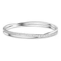 SWAROVSKI 施华洛世奇 TWIST 灵动交错人造仿水晶手链女手镯 螺旋造型 镀白金色 S码 5572725