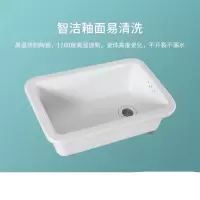 工霸 老式陶瓷水槽洗菜盆长方形洗手盆单槽 50×35厘米(陶瓷盆)下水器+挂墙支架+安装胶 1件