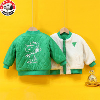 SNOOPY史努比童装儿童颗粒绒拼接开衫双面外套中小童冬款洋气韩版拉链加棉上衣AI090