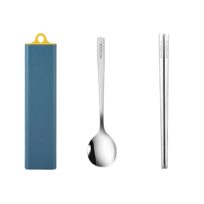 美厨(MAXCOOK)筷子勺子餐具套装 316L不锈钢便携餐具学生筷勺餐具 旅行单人餐具抽拉式