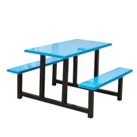 西泰连体餐桌椅学校食堂餐桌椅组合餐桌四人位XT1378蓝色