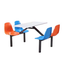 西泰连体餐桌椅学校食堂餐桌椅组合餐桌四人位XT1379白色