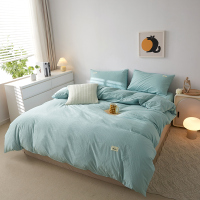 新款柔肤简约纯色华夫格四件套