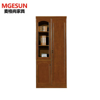 麦格尚 实木文件柜资料柜落地档案柜木质书橱展示柜书柜办公柜 S303S2-3H 新胡桃色