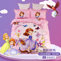 迪士尼 A类儿童床上用品三件套女孩纯棉四件套床单被套全棉爱莎公主床品