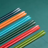 拾画 创意多彩合金筷 不锈不发霉易清洗耐用防滑筷子6双 年年有余款分食筷SH-6736