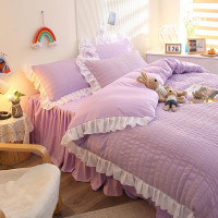 北极绒公主风四件套泡泡纱水洗棉学生宿舍三件套四季可用